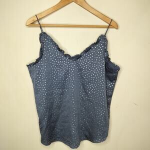 Express Ruffled Tank Top Gray + Silver Camisole